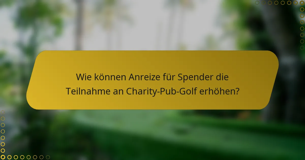 Wie können Anreize für Spender die Teilnahme an Charity-Pub-Golf erhöhen?